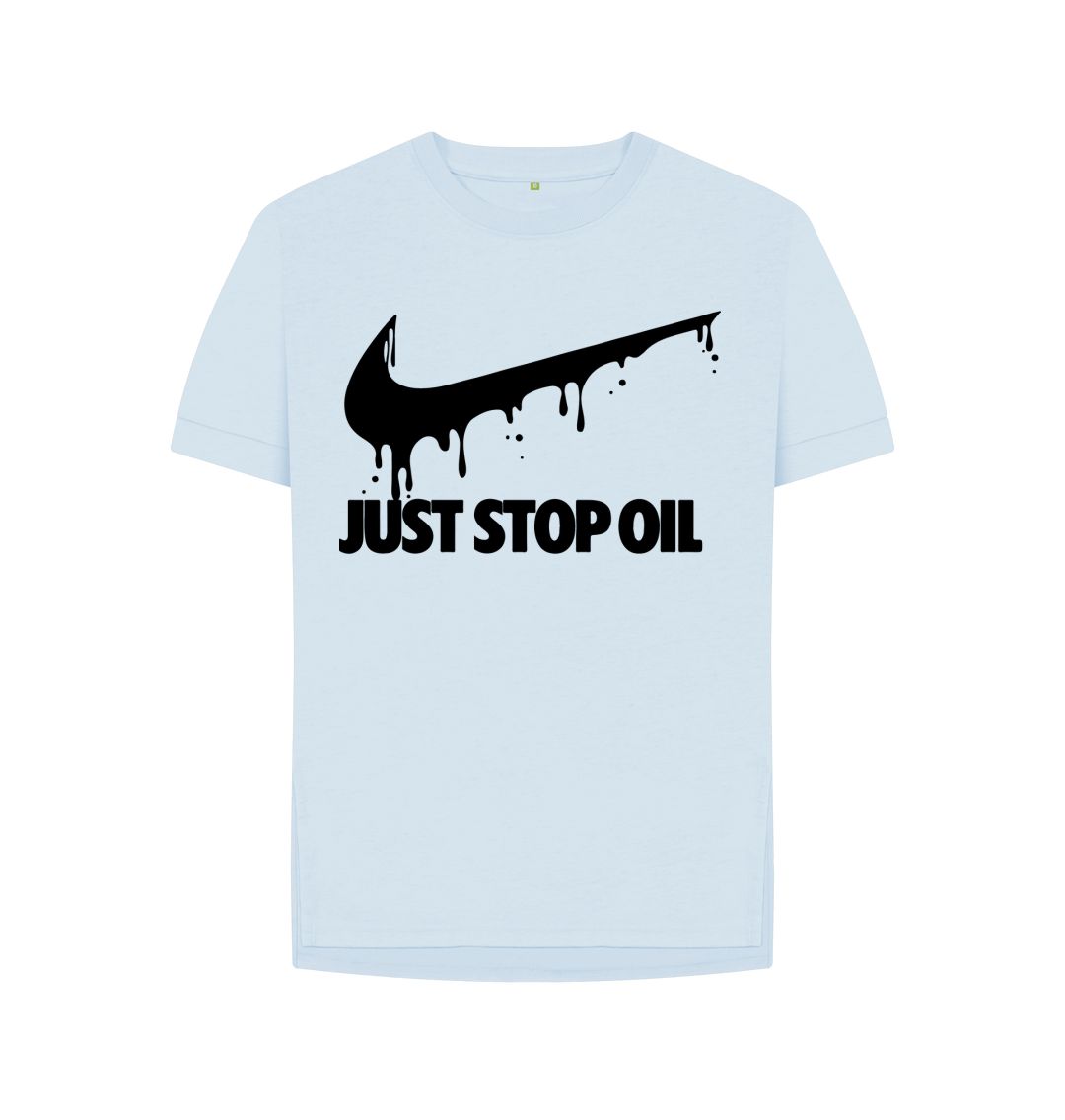 Sky Blue Just Stop Oil Swoosh Women's T-Shirt