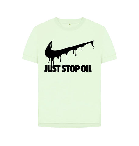 Pastel Green Just Stop Oil Swoosh Women's T-Shirt
