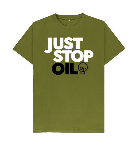 Moss Green Just Stop Oil Men's Organic Cotton T-Shirt
