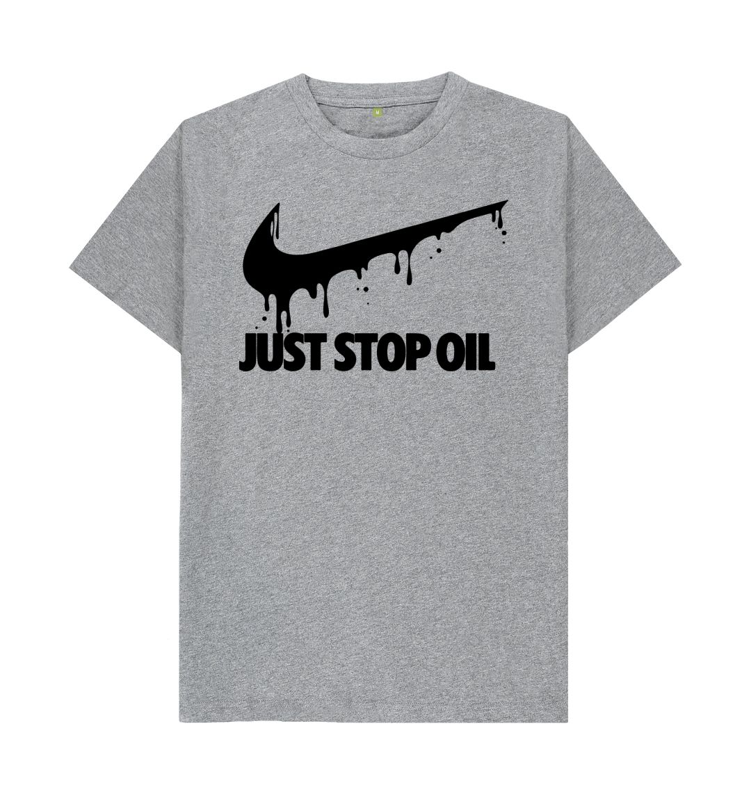 Athletic Grey Just Stop Oil Swoosh Men's T-Shirt