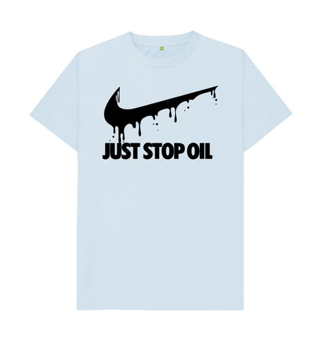 Sky Blue Just Stop Oil Swoosh Men's T-Shirt