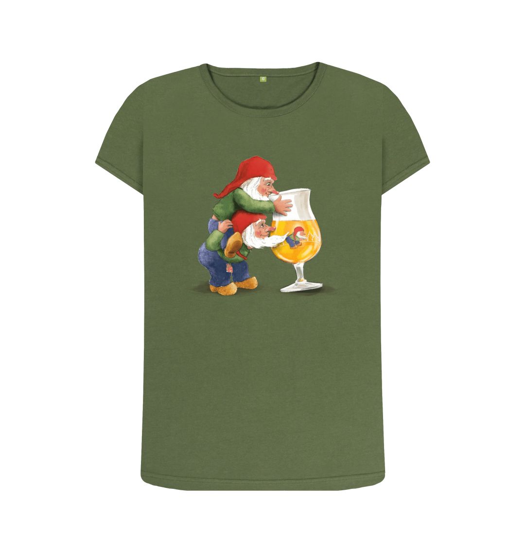 Khaki Gnomes Drinking La Chouffe Women's Crew Neck T-Shirt