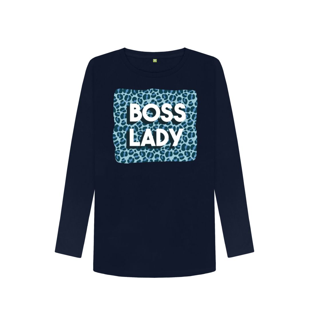 Navy Blue Boss Lady Women's Long Sleeve T-Shirt