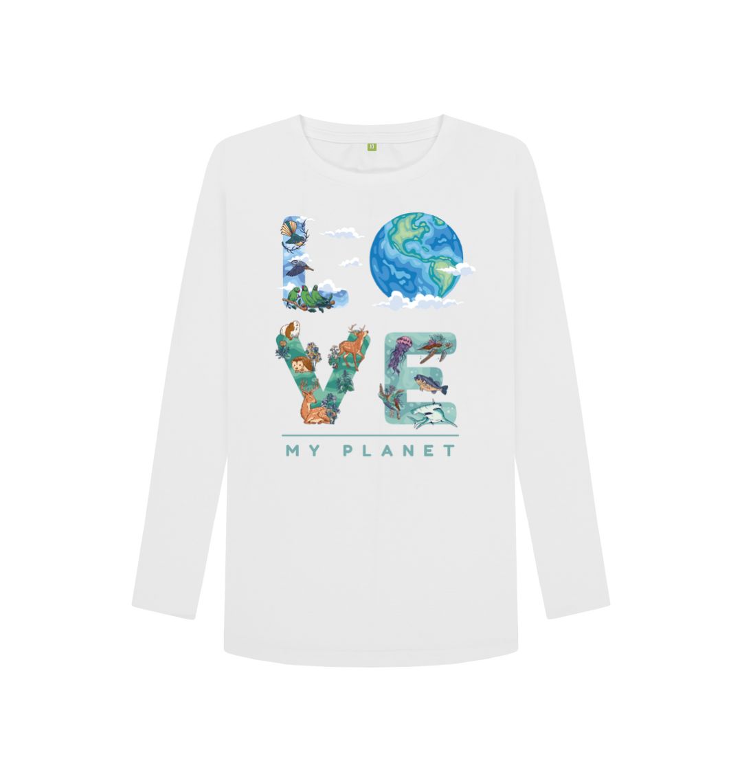 White Love My Planet Women's Long Sleeve T-shirt