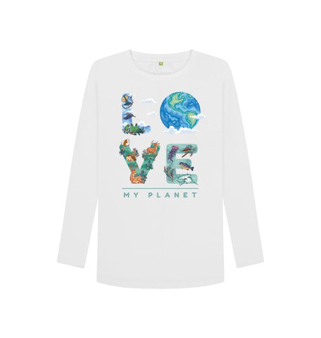 White Love My Planet Women's Long Sleeve T-shirt