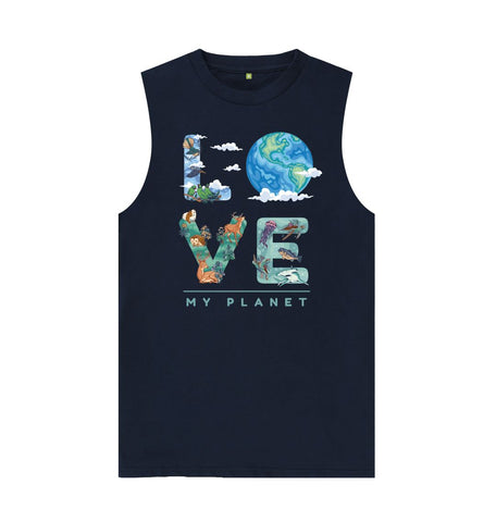 Navy Blue Love My Planet Men's Vest