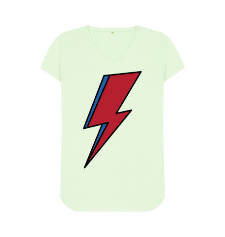 Pastel Green Lightning Bolt Women's V-Neck T-Shirt