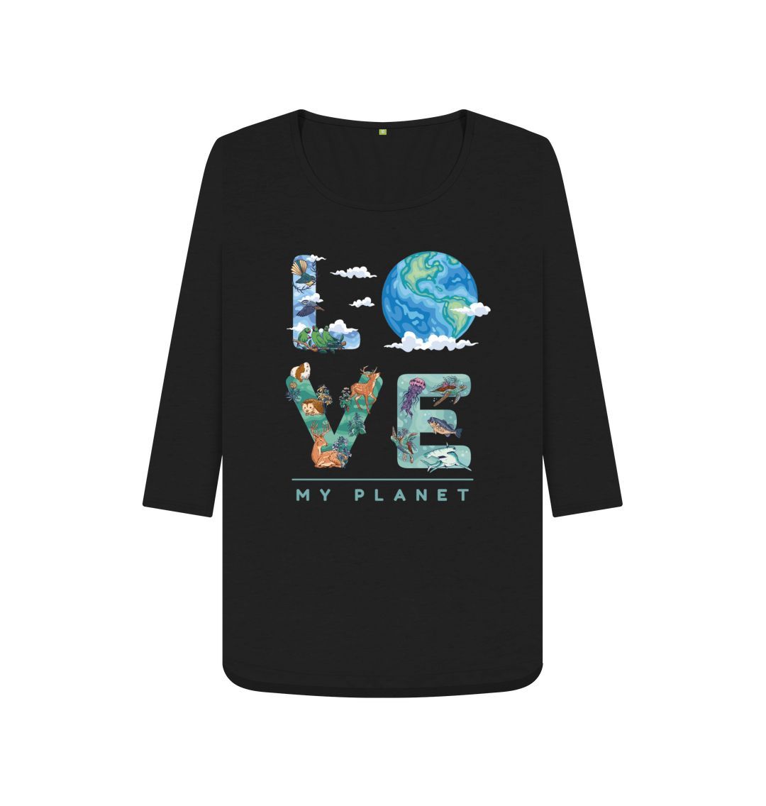 Black Love My Planet Women's 3\/4 Sleeve T-shirt