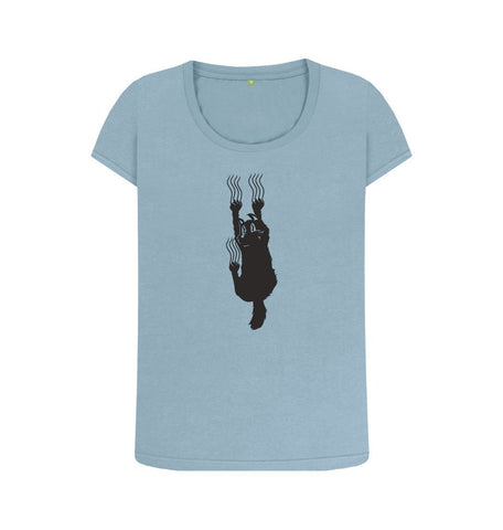 Stone Blue Hang In There Cat Women's Scoop Neck T-Shirt