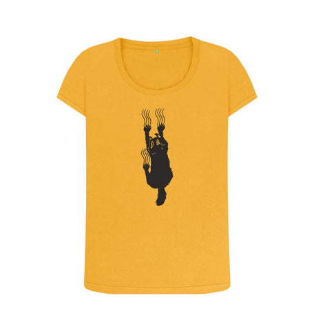 Mustard Hang In There Cat Women's Scoop Neck T-Shirt