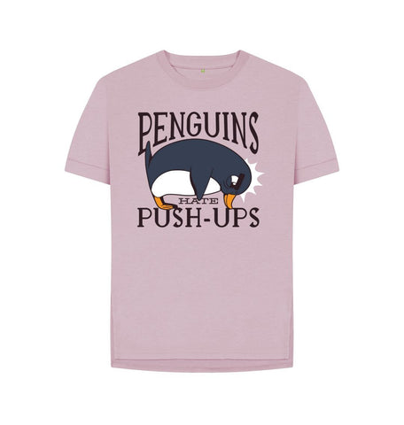 Mauve Penguins Hate Push-Ups Women's Relaxed Fit Tee