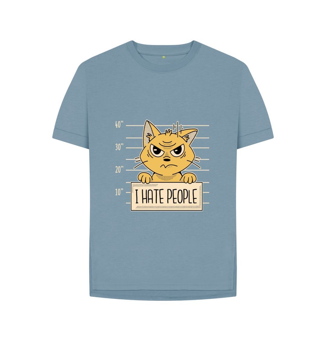 Stone Blue I Hate People Women's Relaxed Fit Tee