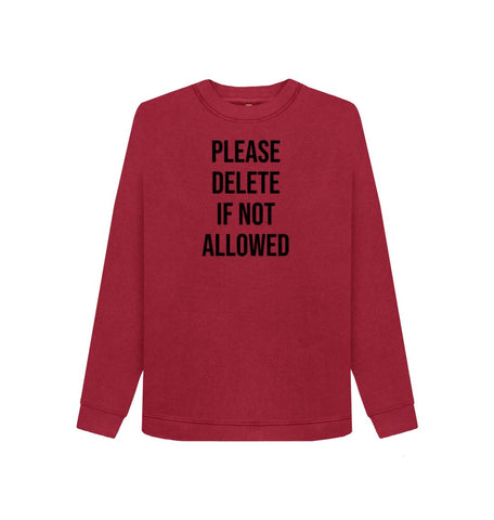 Cherry Please Delete Women's Crewneck Sweater