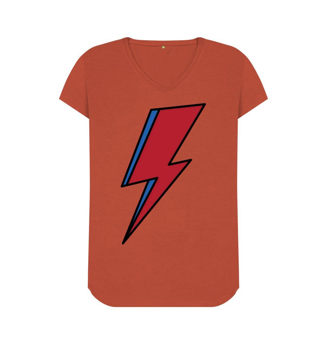 Rust Lightning Bolt Women's V-Neck T-Shirt