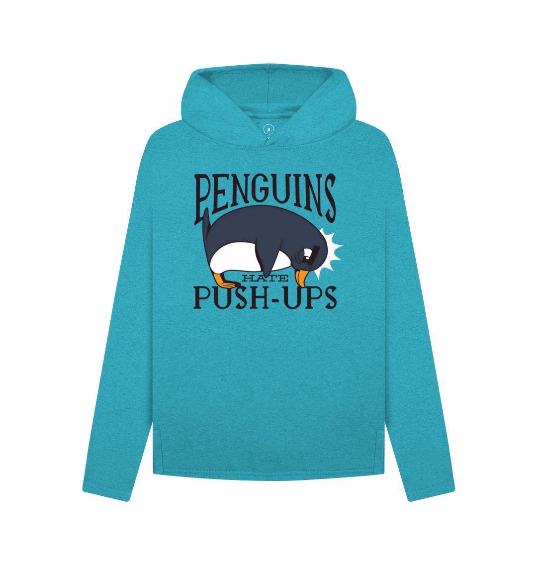 Ocean Blue Penguins Hate Push-Ups Women's Remill Relaxed Fit Hoodie