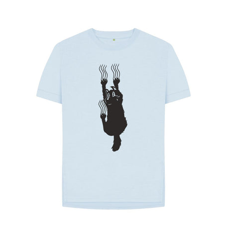 Sky Blue Hang In There Cat Women's Relaxed Fit Tee