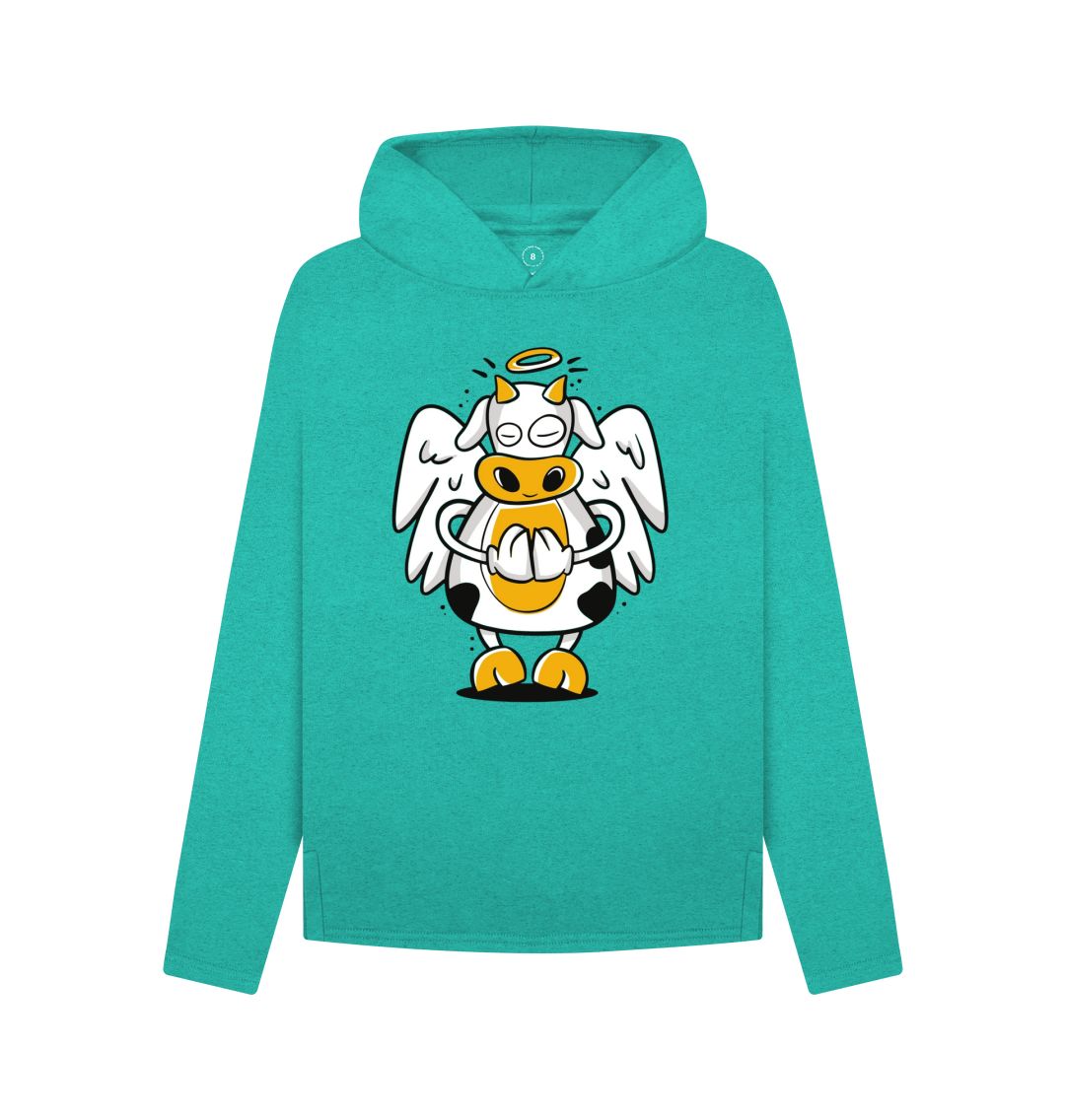 Seagrass Green Angelic Cow Women's Remill Relaxed Fit Hoodie