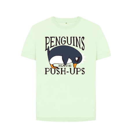 Pastel Green Penguins Hate Push-Ups Women's Relaxed Fit Tee