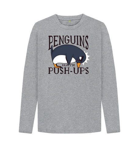 Athletic Grey Penguins Hate Push-Ups Men's Long Sleeve T-Shirt