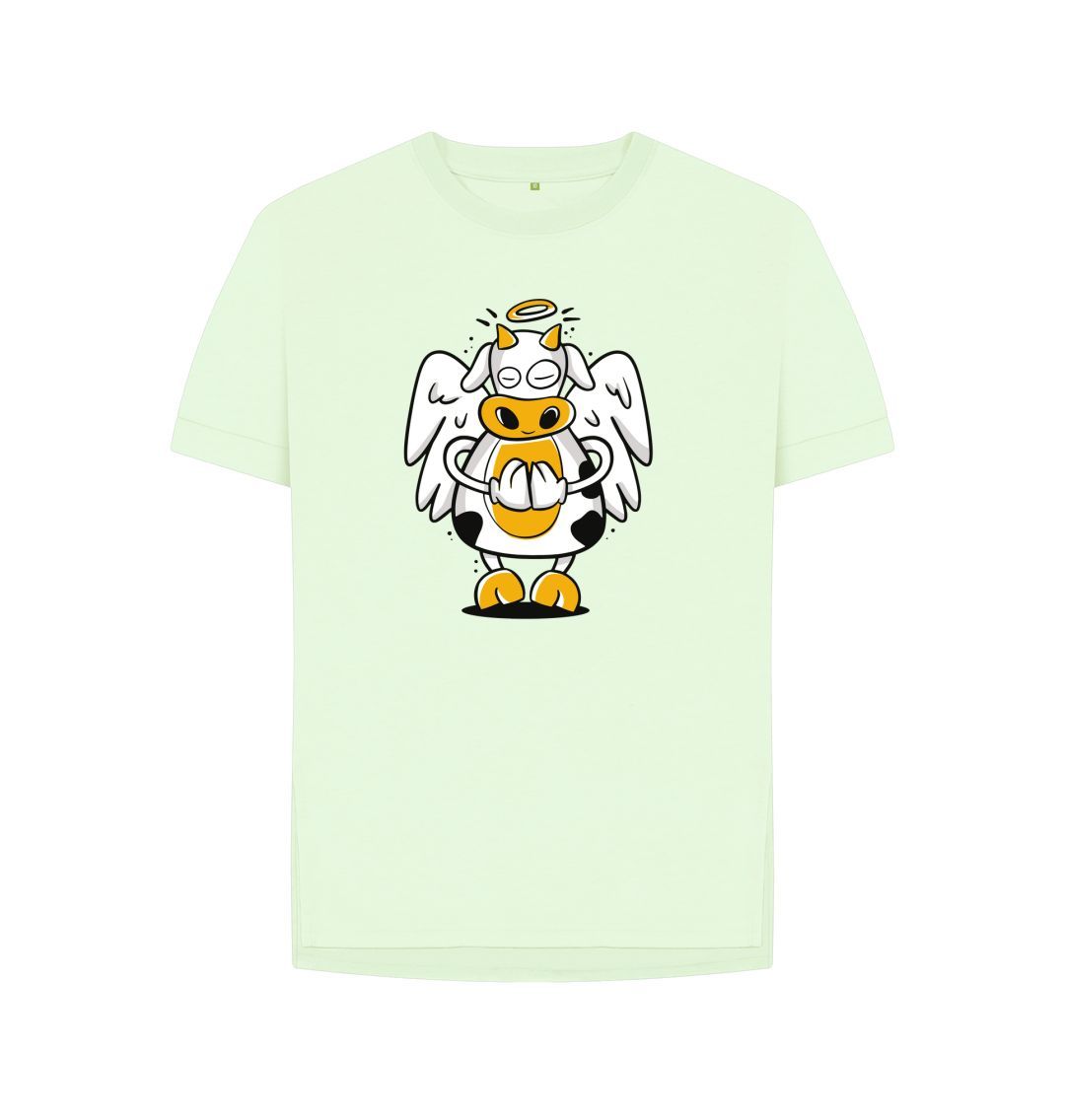 Pastel Green Angelic Cow Women's Relaxed Fit Tee