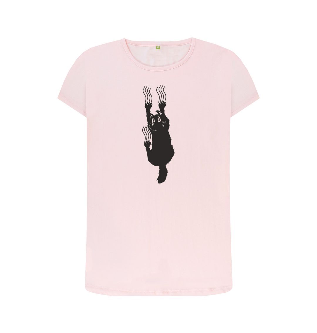 Pink Hang In There Cat Women's Crew Neck T-Shirt