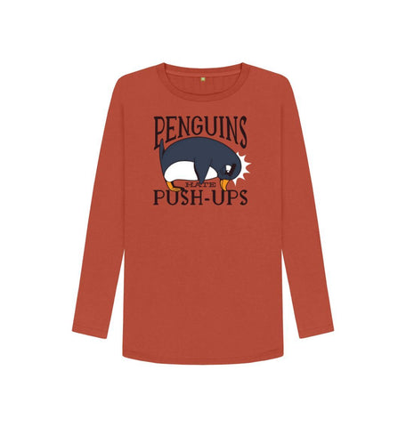 Rust Penguins Hate Push-Ups Women's Long Sleeve T-Shirt