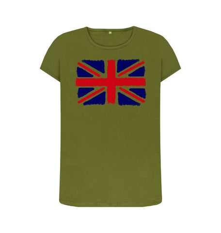 Moss Green Union Jack Women's Crew Neck T-Shirt