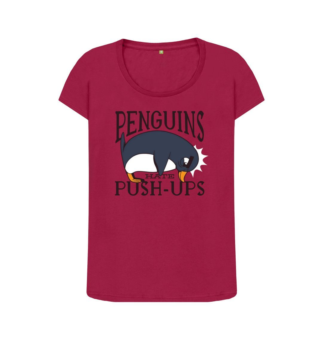 Cherry Penguins Hate Push-Ups Women's Scoop Neck T-Shirt