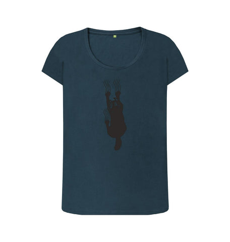 Denim Blue Hang In There Cat Women's Scoop Neck T-Shirt