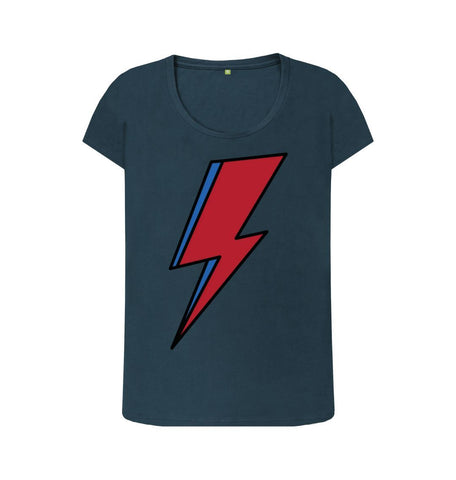 Denim Blue Lightning Bolt Women's Scoop Neck T-Shirt