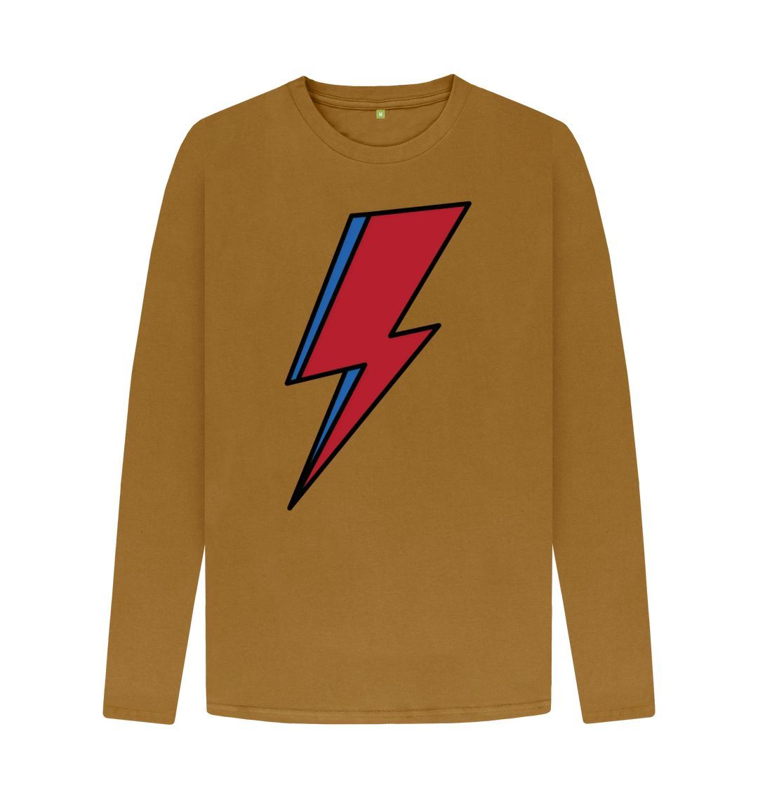 Brown Lightning Bolt Men's Long Sleeve T-Shirt