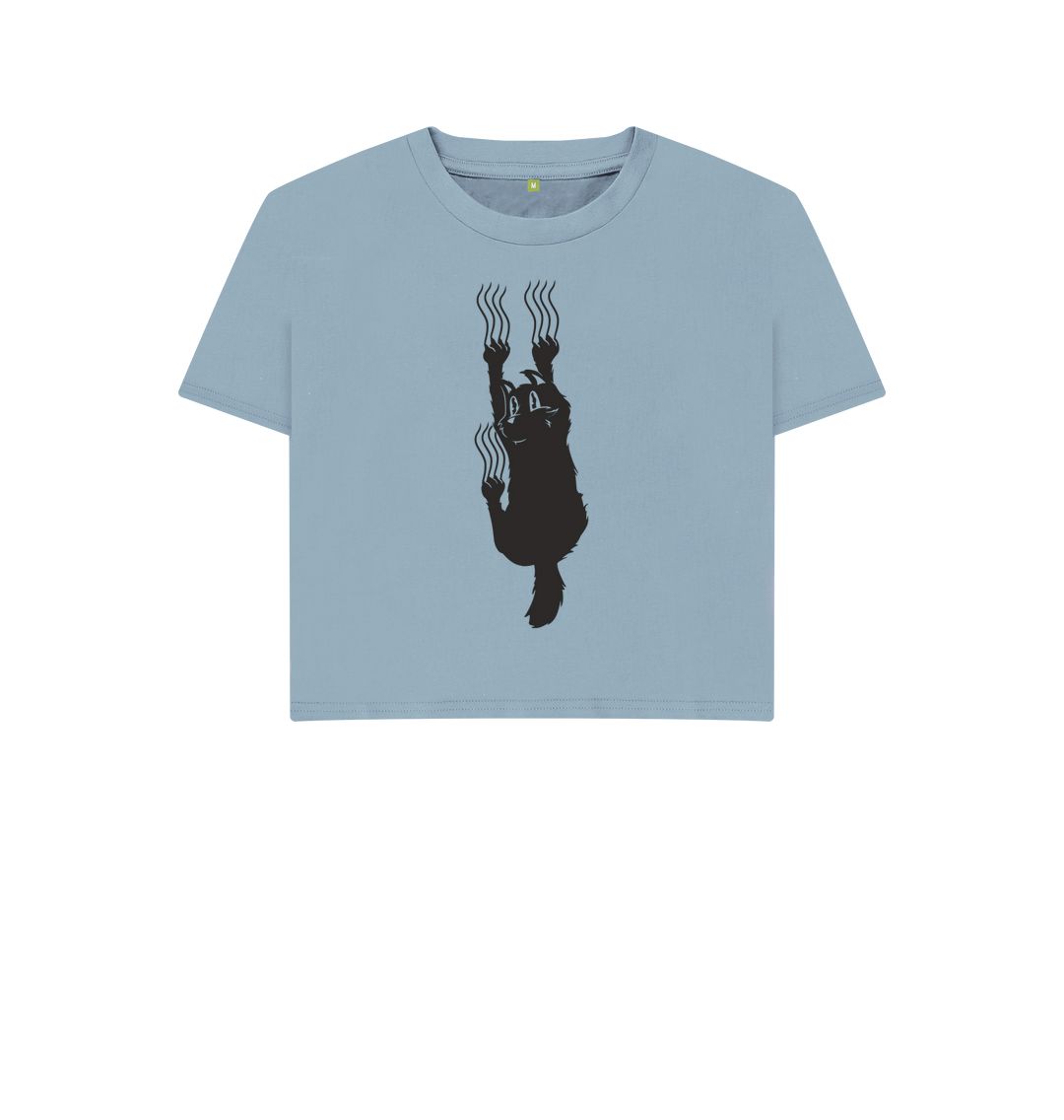 Stone Blue Hang In There Cat Women's Boxy Tee
