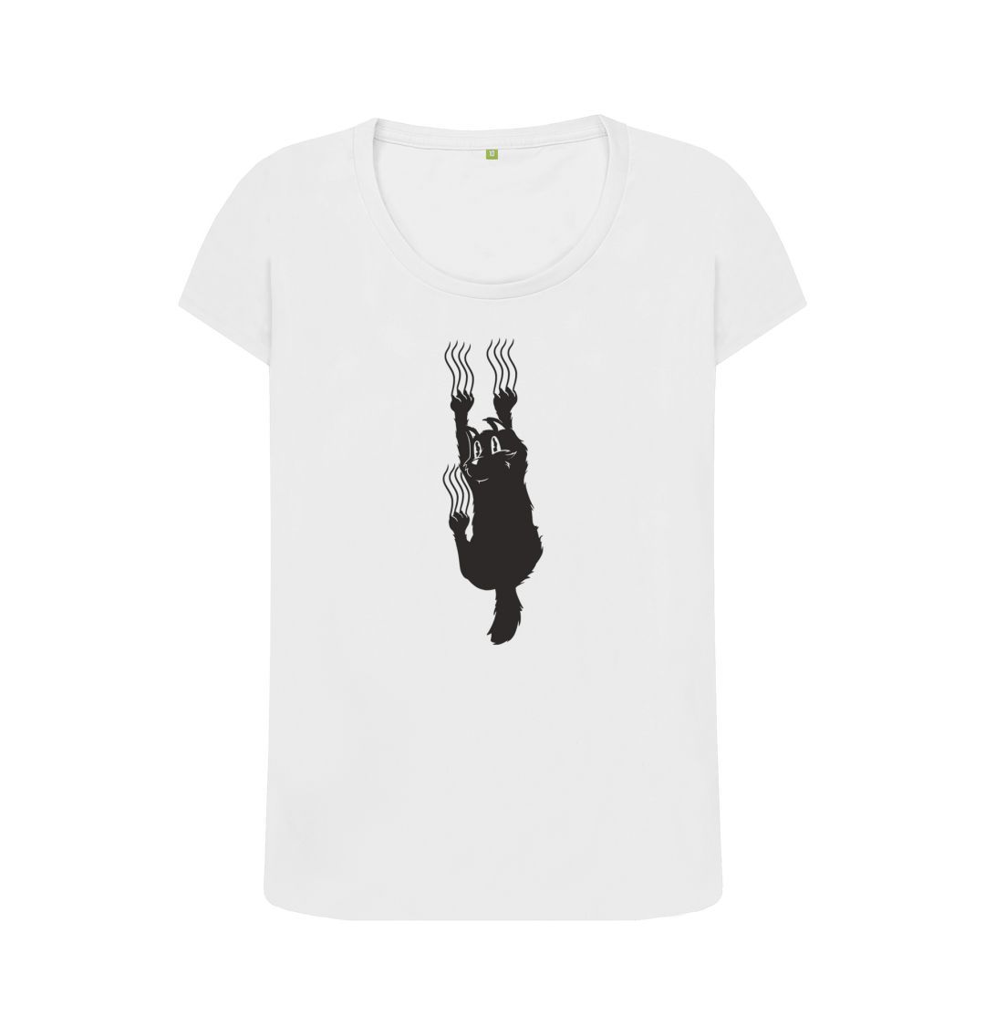 White Hang In There Cat Women's Scoop Neck T-Shirt