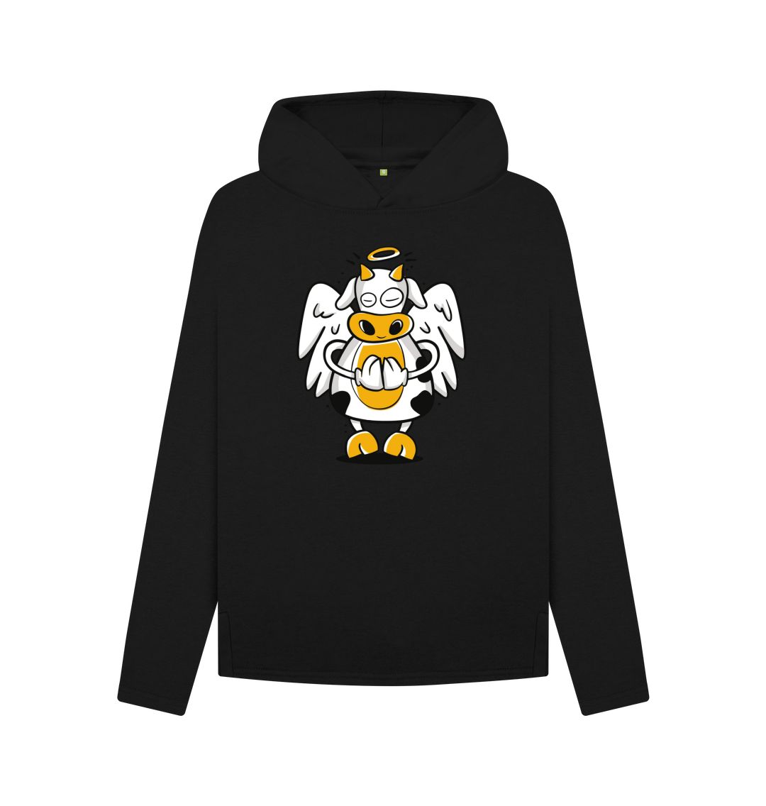Black Angelic Cow Women's Relaxed Fit Hoodie