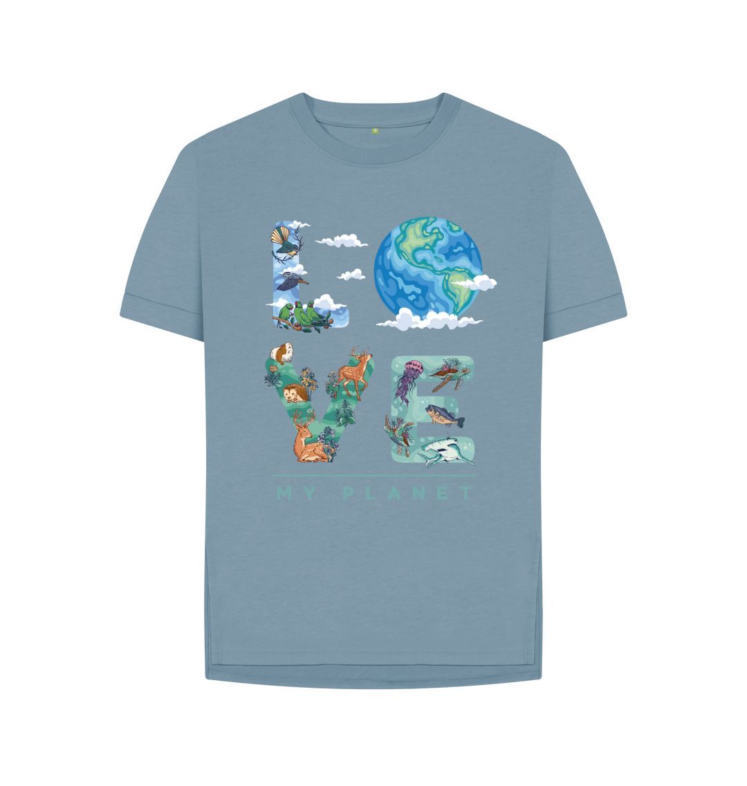 Stone Blue Love My Planet Women's Relaxed Fit Tee