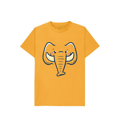 Mustard Happy Elephant Kids T-Shirt