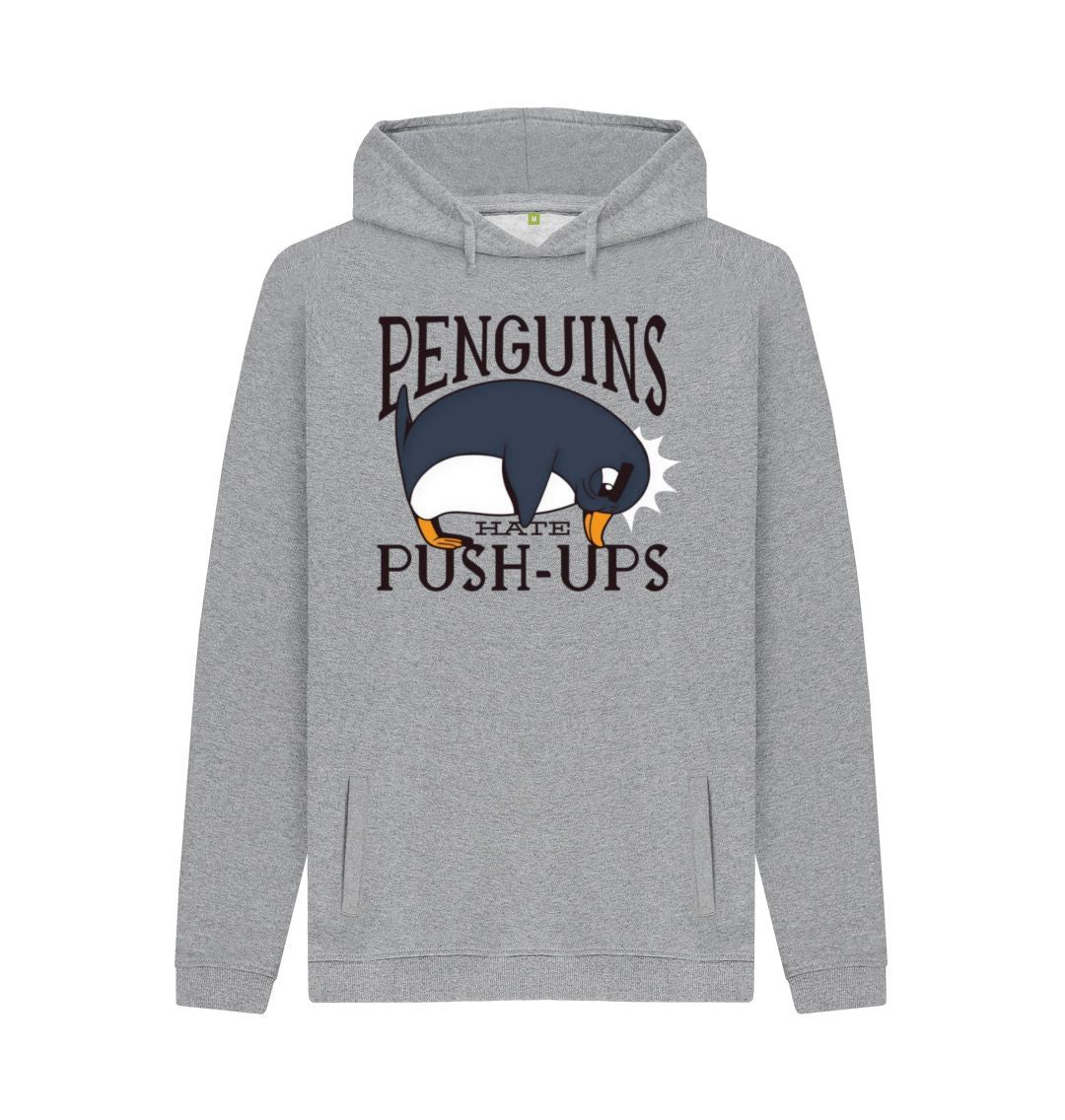 Light Heather Penguins Hate Push-Ups Men's Pullover Hoodie