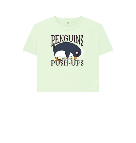 Pastel Green Penguins Hate Push-Ups Women's Boxy Tee