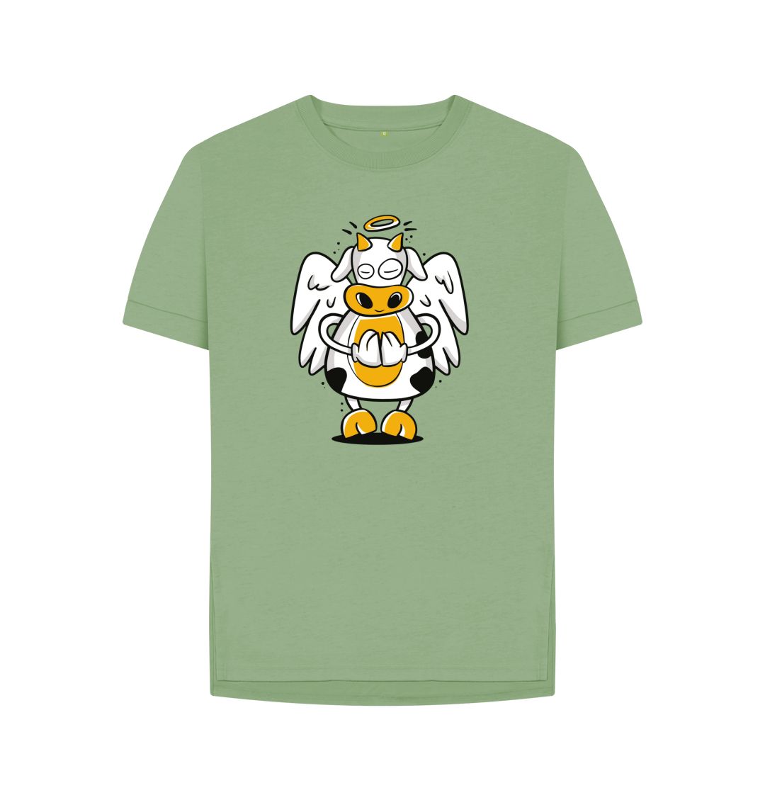 Sage Angelic Cow Women's Relaxed Fit Tee