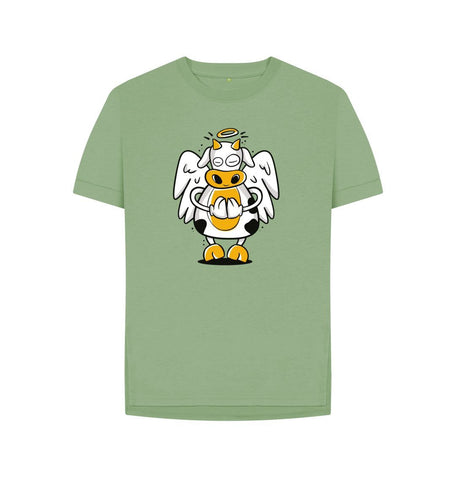 Sage Angelic Cow Women's Relaxed Fit Tee