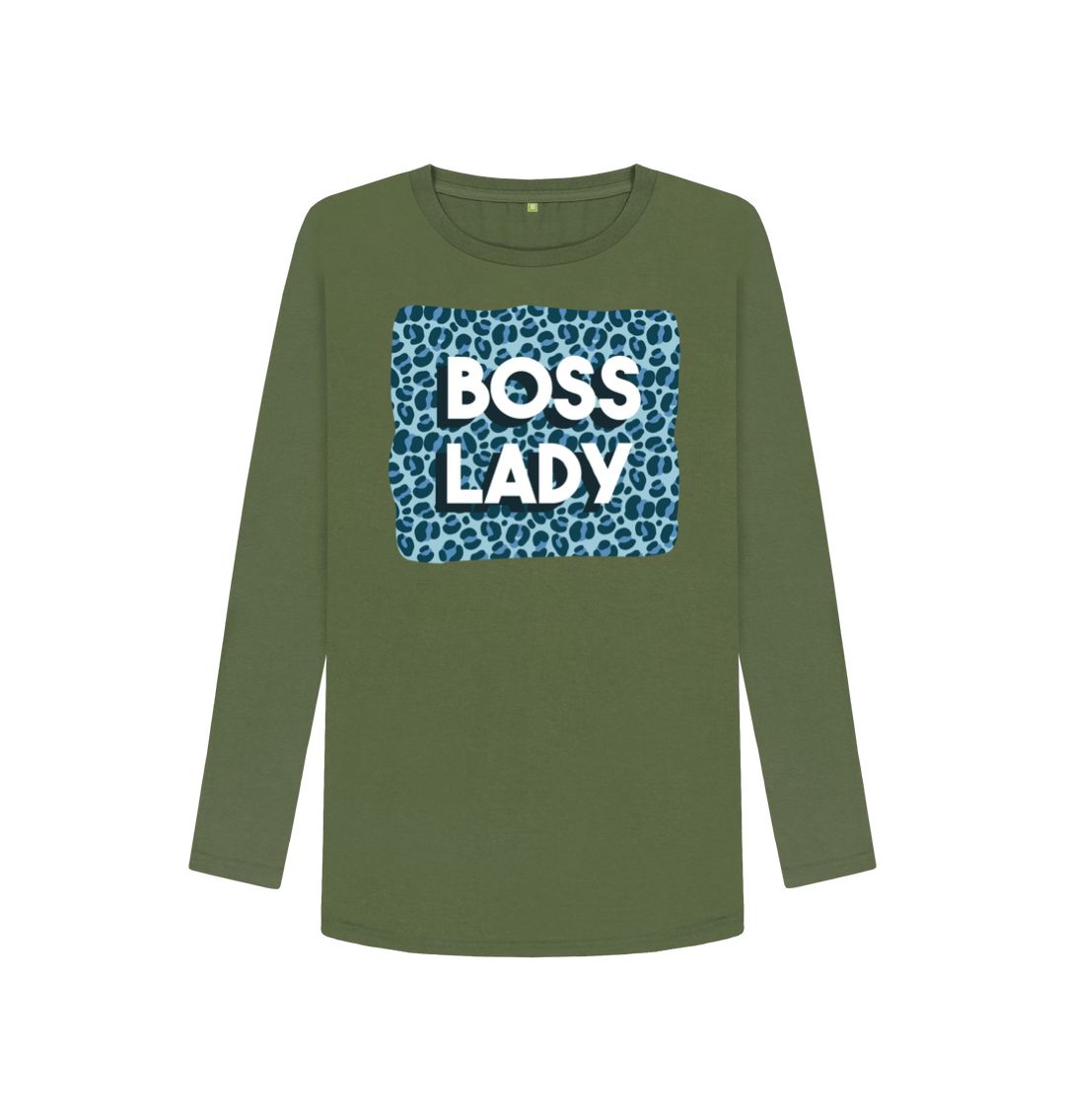 Khaki Boss Lady Women's Long Sleeve T-Shirt