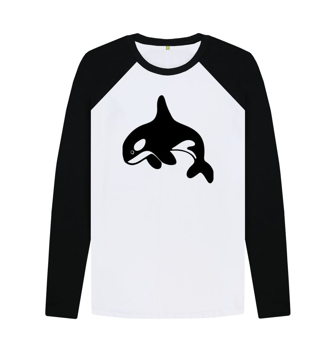 Black-White Orca Men's Baseball T-Shirt