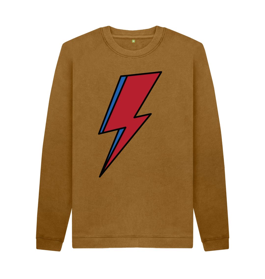 Brown Lightning Bolt Men's Crew Neck Sweater