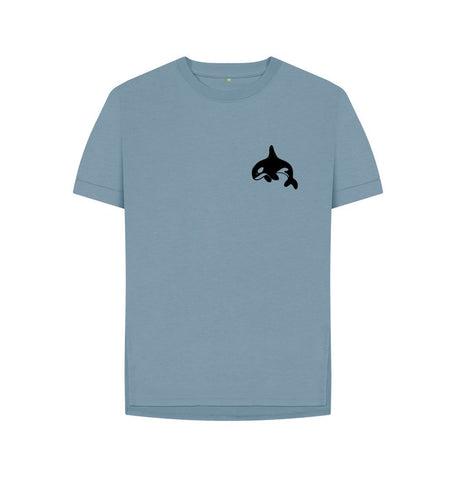 Stone Blue Small Orca Women's Relaxed Fit Tee