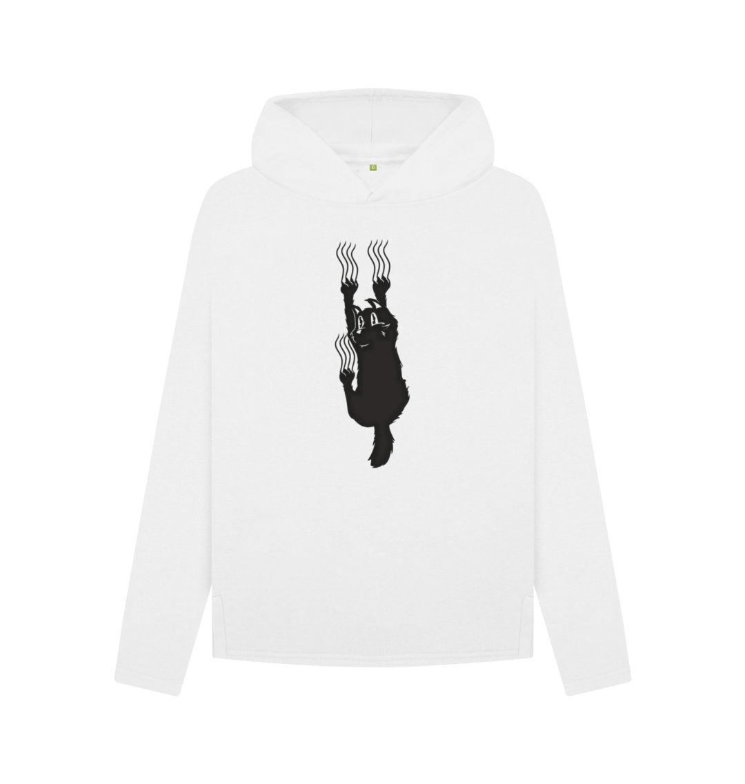 White Hang In There Cat Women's Relaxed Fit Hoodie