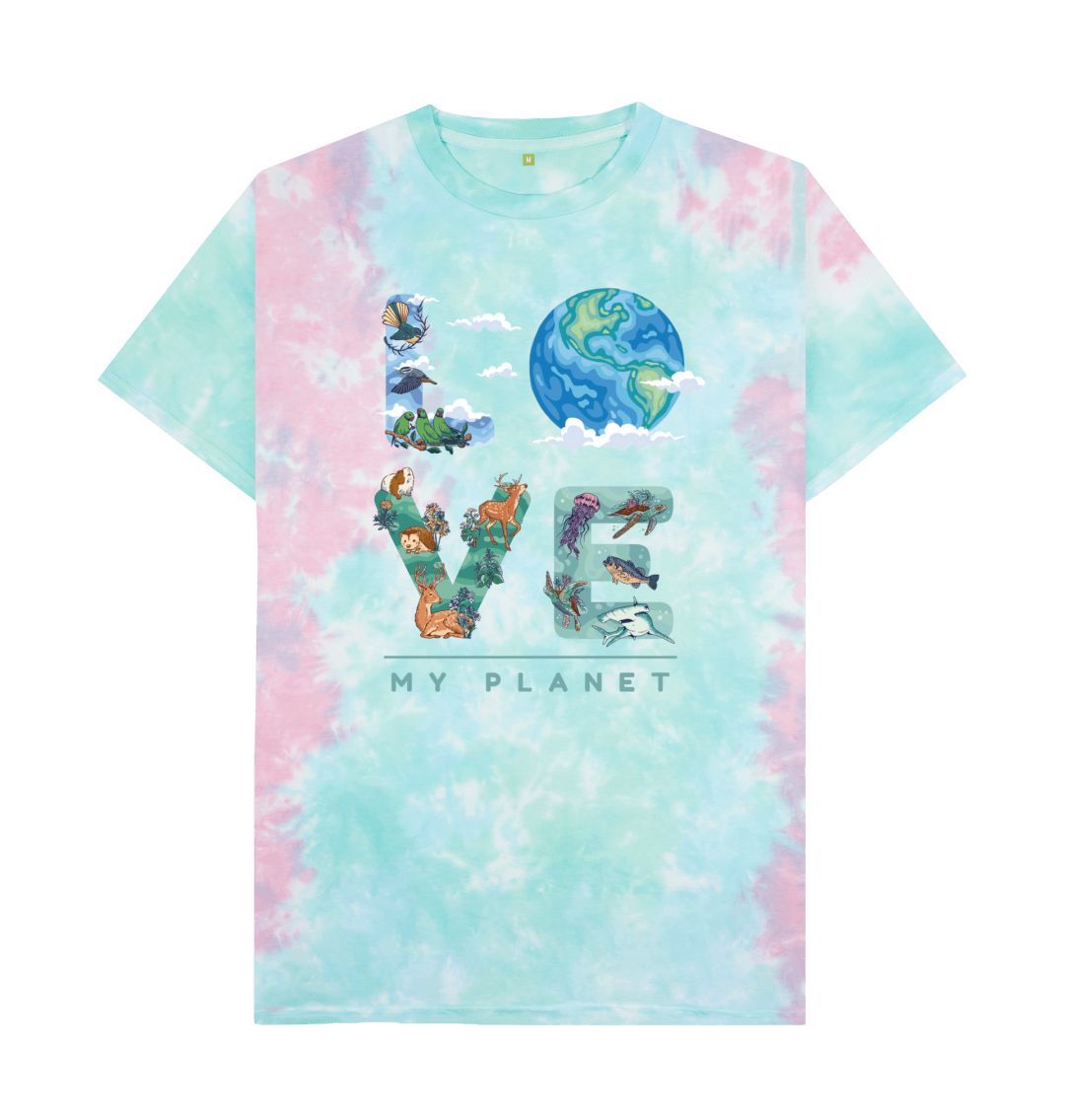 Pastel Tie Dye Love My Planet Men's Tie Dye T-Shirt