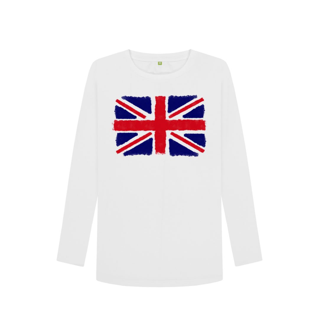 White Union Jack Women's Long Sleeve T-Shirt