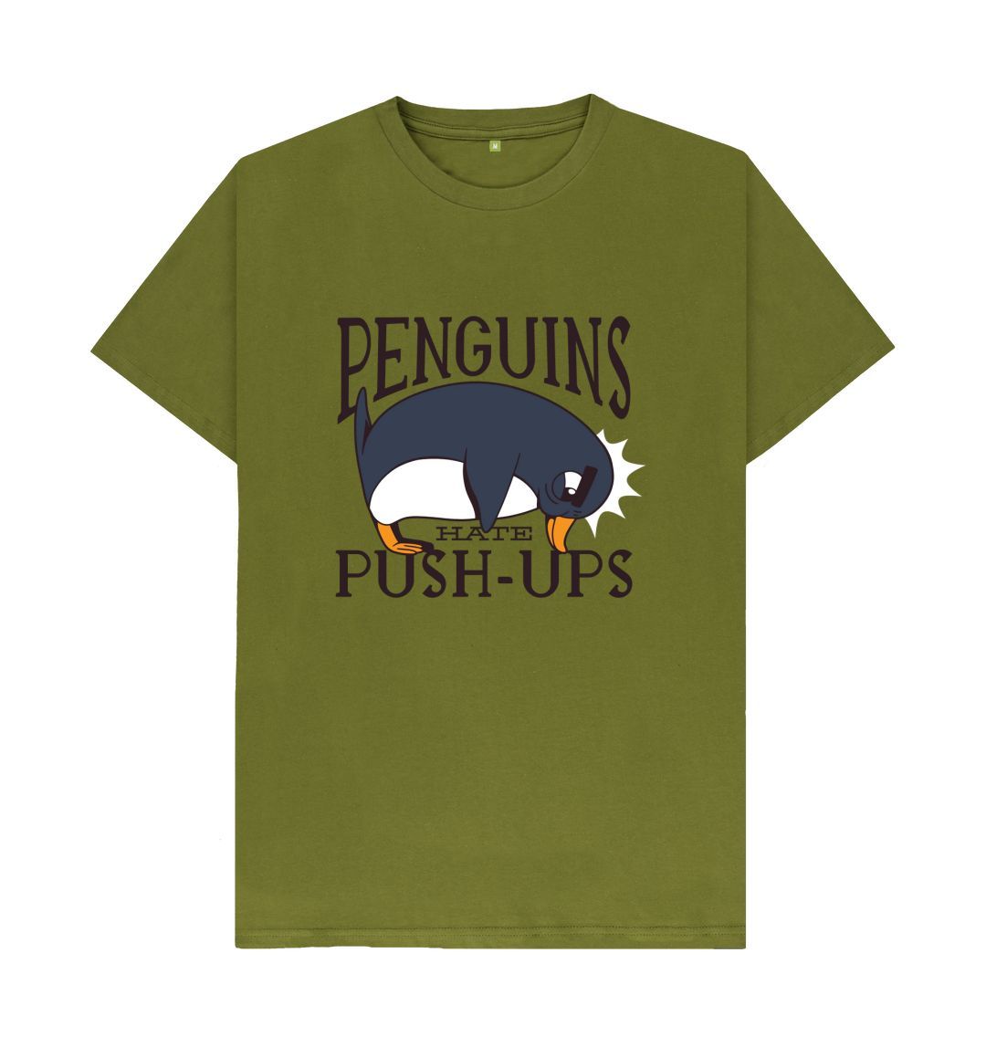Moss Green Penguins Hate Push-Ups Men's T-Shirt