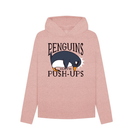 Sunset Pink Penguins Hate Push-Ups Women's Remill Relaxed Fit Hoodie