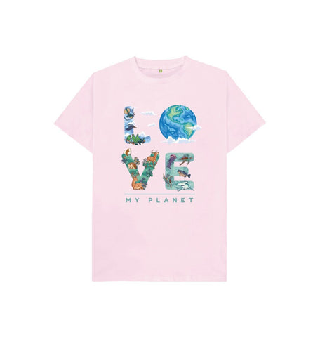 Pink Love My Planet Kids T-Shirt